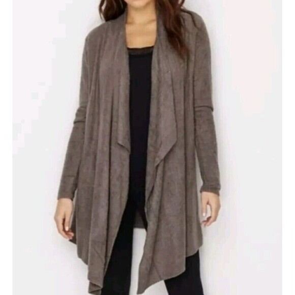 Barefoot Dreams Bamboo Chic Lite Calypso Wrap Cardigan Sweater Cocoa Brown L/XL - Picture 11 of 11
